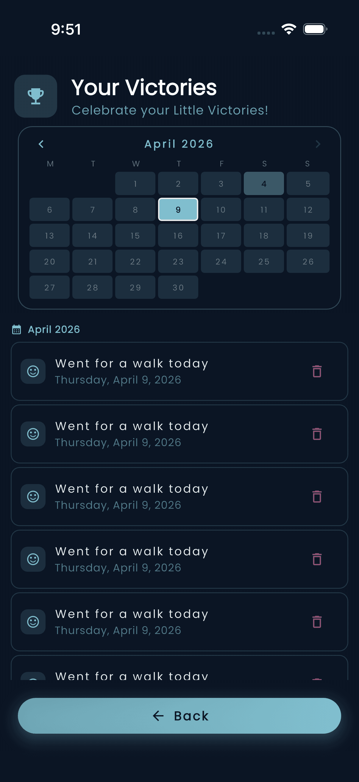Victory calendar and history